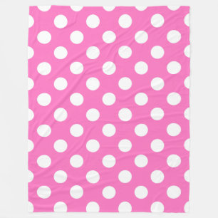 Vit polka dots på rosa fleecefilt