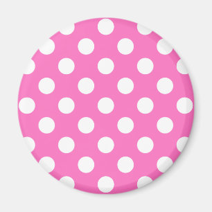 Vit polka dots på rosa magnet