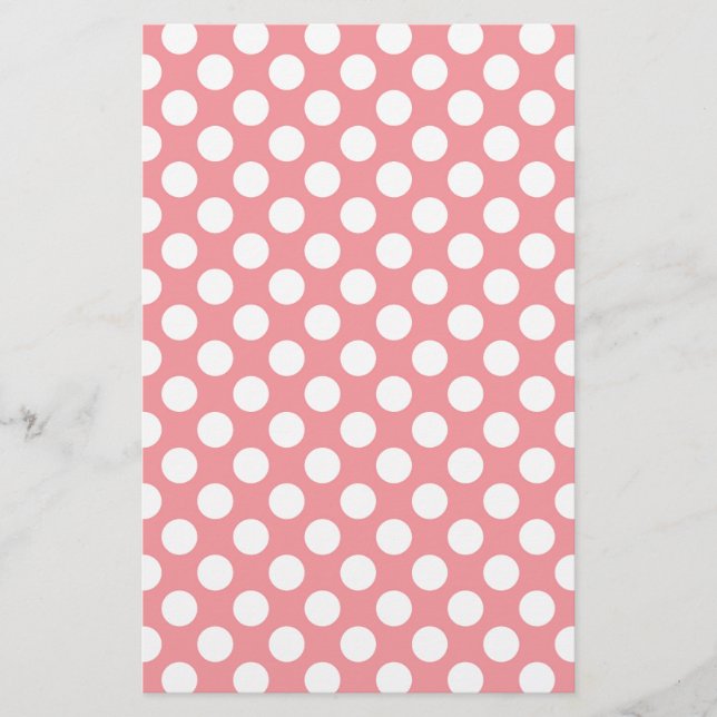 Vit polka dots på rosans bakgrund brevpapper (Framsida)
