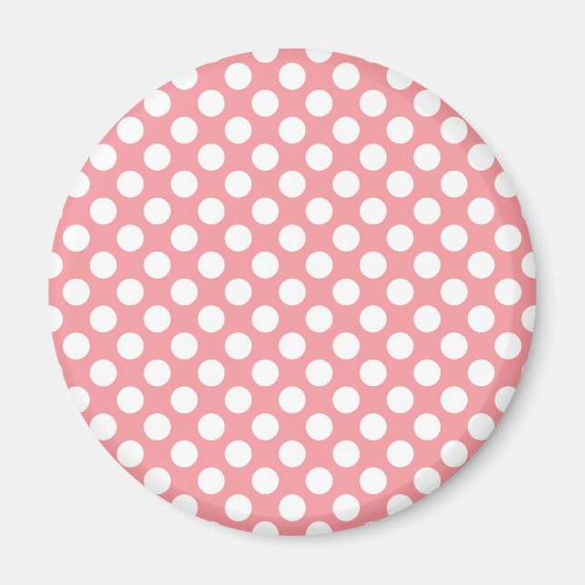 Vit polka dots på rosans bakgrund magnet (Framsidan)