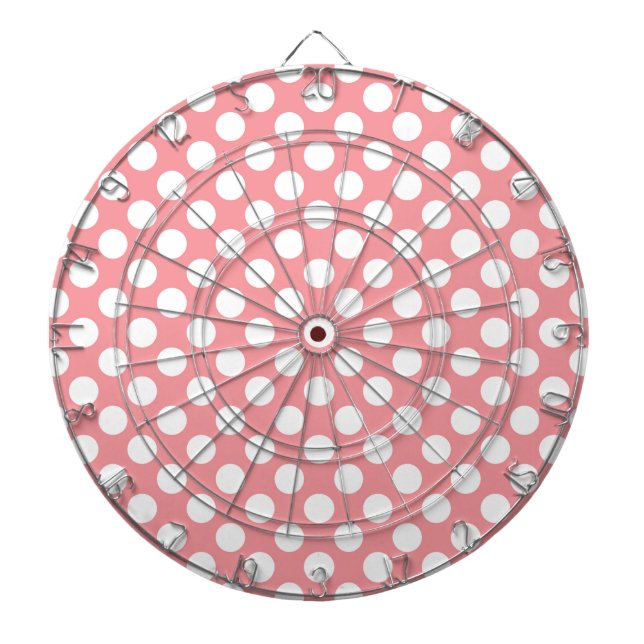 Vit polka dots på rosans bakgrund piltavla (Framsidan)