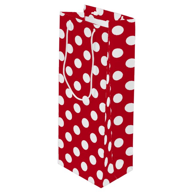 Vit polka dots på rött (Framsidan Vinklad)