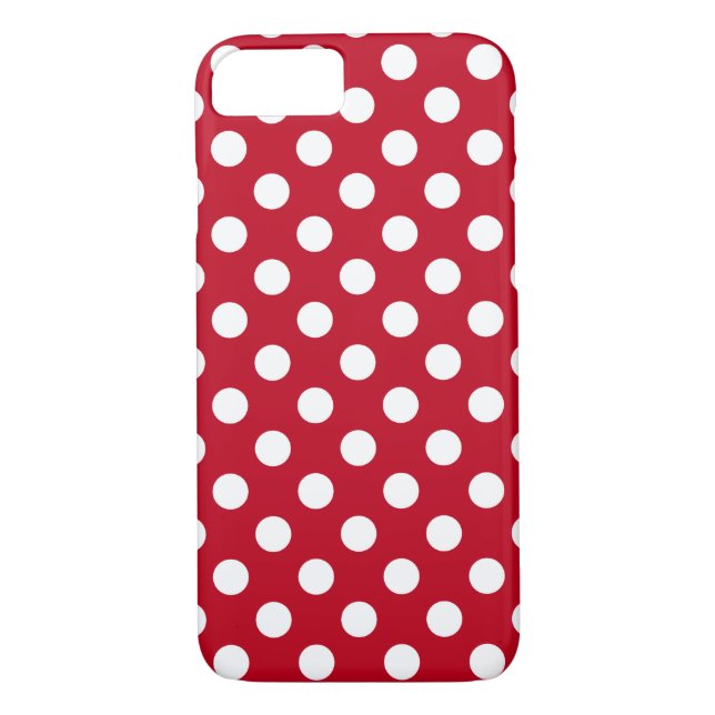 Vit polka dots på rött Case-Mate iPhone skal (Baksida)