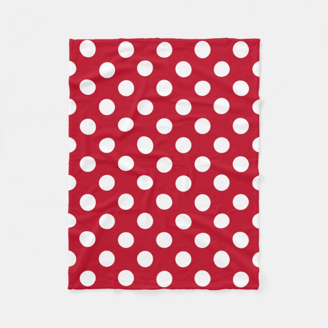 Vit polka dots på rött fleecefilt (Framsidan)