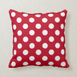 Vit polka dots på rött kudde<br><div class="desc">Vit polka dots på rött</div>