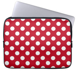 Vit polka dots på rött laptop sleeve