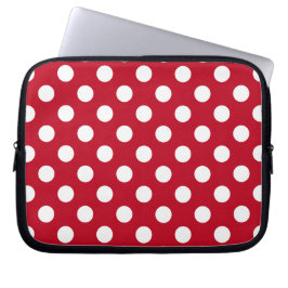Vit polka dots på rött laptop sleeve