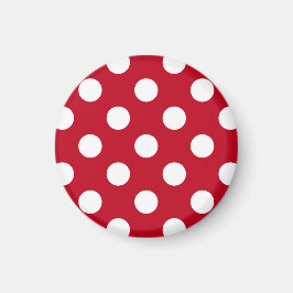 Vit polka dots på rött magnet