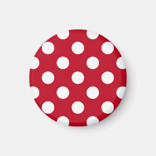 Vit polka dots på rött magnet