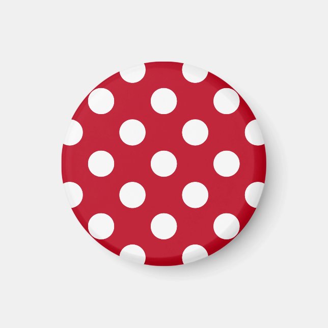 Vit polka dots på rött magnet (Framsidan)
