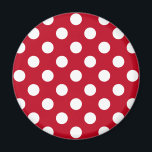 Vit polka dots på rött magnet<br><div class="desc">Vit polka dots på rött</div>