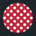 Vit polka dots på rött magnet<br><div class="desc">Vit polka dots på rött</div>