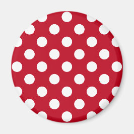 Vit polka dots på rött magnet