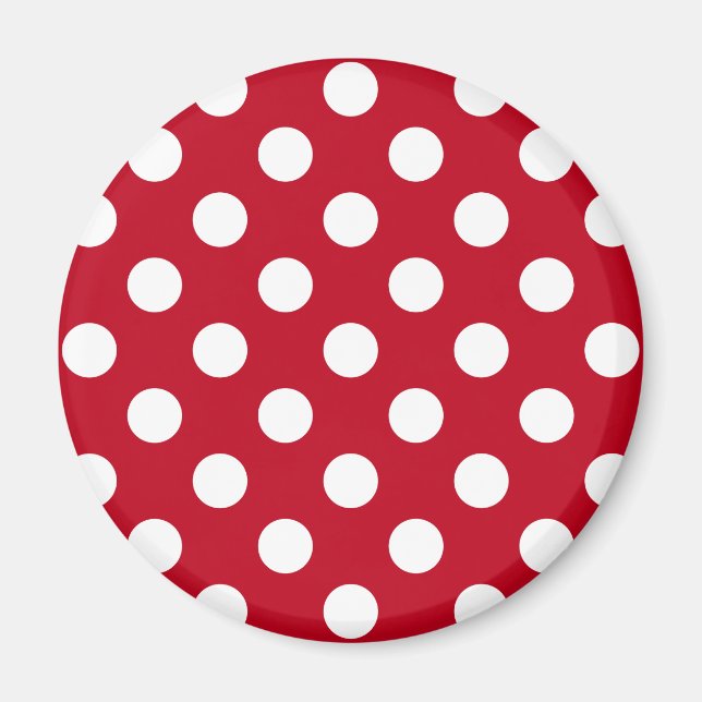 Vit polka dots på rött magnet (Framsidan)