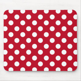 Vit polka dots på rött musmatta