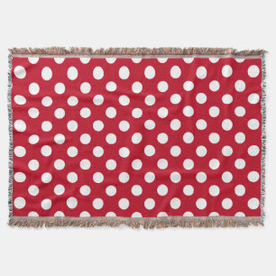 Vit polka dots på rött mysfilt