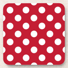 Vit polka dots på rött underlägg