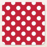 Vit polka dots på rött underlägg papper kvadrat<br><div class="desc">Vit polka dots på rött</div>