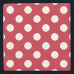 Vit polka dots på rött underlägg sten<br><div class="desc">Vit polka dots på rött</div>