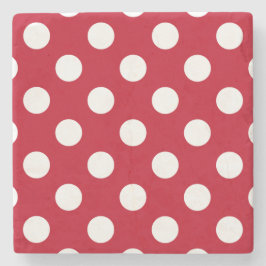 Vit polka dots på rött underlägg sten