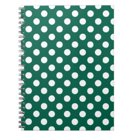 Vit polka dots på sädesvätska grönt anteckningsbok med spiral