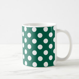Vit polka dots på sädesvätska grönt kaffemugg