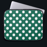 Vit polka dots på sädesvätska grönt laptop fodral<br><div class="desc">Vit polka dots på sädesvätska grönt</div>