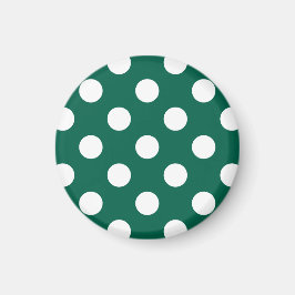 Vit polka dots på sädesvätska grönt magnet