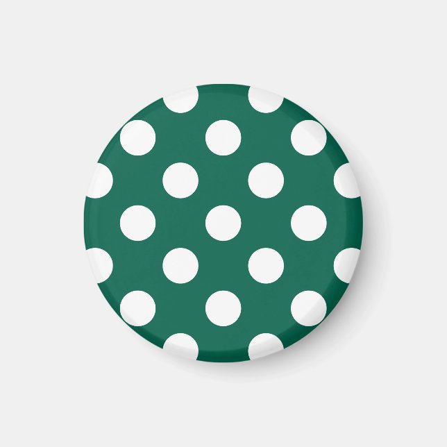 Vit polka dots på sädesvätska grönt magnet (Framsidan)