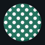 Vit polka dots på sädesvätska grönt magnet<br><div class="desc">Vit polka dots på sädesvätska grönt</div>