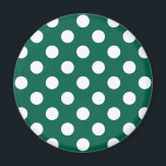 Vit polka dots på sädesvätska grönt magnet<br><div class="desc">Vit polka dots på sädesvätska grönt</div>