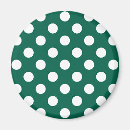 Vit polka dots på sädesvätska grönt magnet