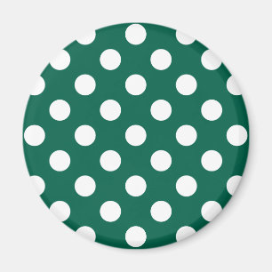 Vit polka dots på sädesvätska grönt magnet