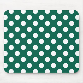 Vit polka dots på sädesvätska grönt musmatta