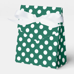 Vit polka dots på sädesvätska grönt presentaskar