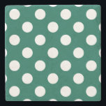 Vit polka dots på sädesvätska grönt stenunderlägg<br><div class="desc">Vit polka dots på sädesvätska grönt</div>