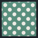 Vit polka dots på sädesvätska grönt stenunderlägg<br><div class="desc">Vit polka dots på sädesvätska grönt</div>