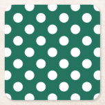 Vit polka dots på sädesvätska grönt underlägg papper kvadrat<br><div class="desc">Vit polka dots på sädesvätska grönt</div>