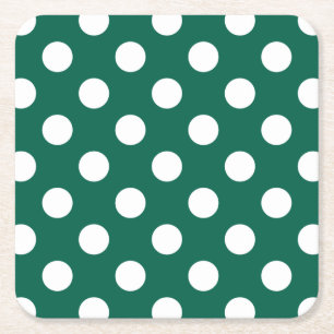 Vit polka dots på sädesvätska grönt underlägg papper kvadrat