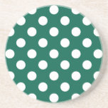 Vit polka dots på sädesvätska grönt underlägg sandsten<br><div class="desc">Vit polka dots på sädesvätska grönt</div>