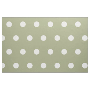 Vit Polka dots på Sage Grönt Tyg