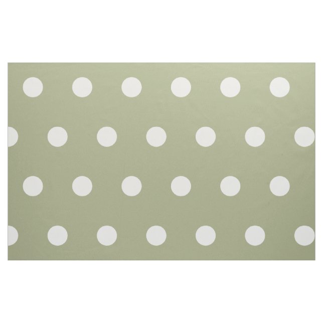 Vit Polka dots på Sage Grönt Tyg (Fat Quarter)