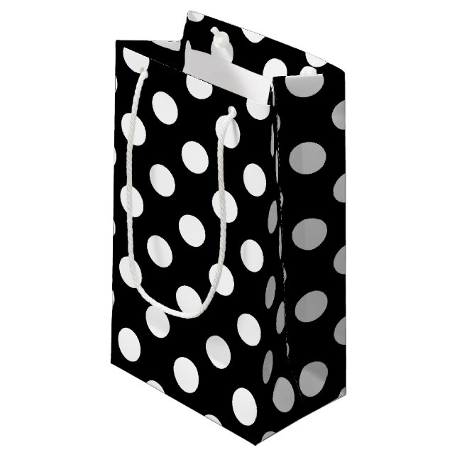 Vit polka dots på svart (Framsidan Vinklad)