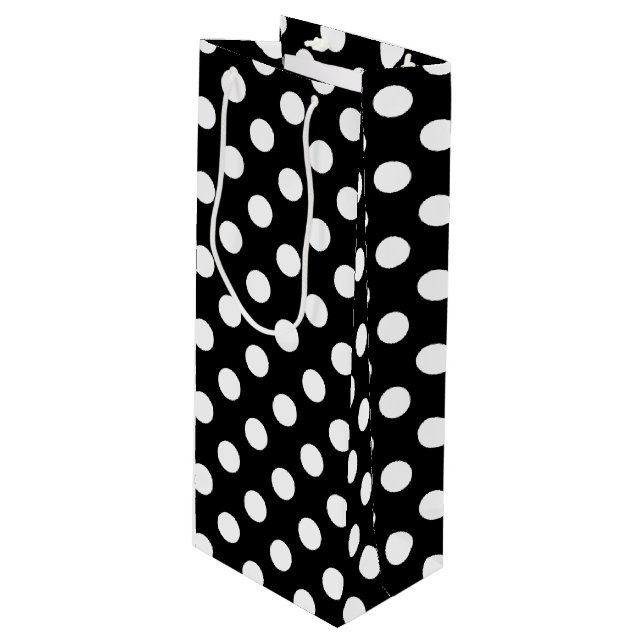 Vit polka dots på svart (Framsidan Vinklad)