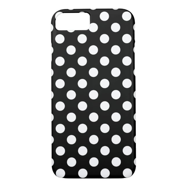 Vit polka dots på svart Case-Mate iPhone skal (Baksida)