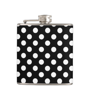 Vit polka dots på svart fickplunta