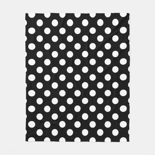 Vit polka dots på svart fleecefilt (Framsidan)