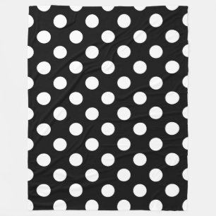 Vit polka dots på svart fleecefilt