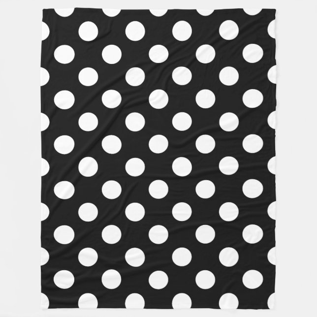 Vit polka dots på svart fleecefilt (Framsidan)