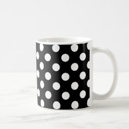 Vit polka dots på svart kaffemugg